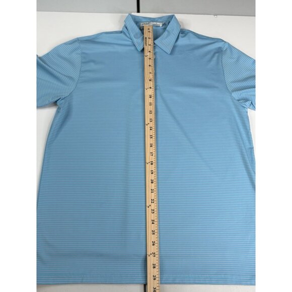 Criquet Polo Shirt Mens Large Blue Pink Striped Stretch Performance Golf - Picture 10 of 14